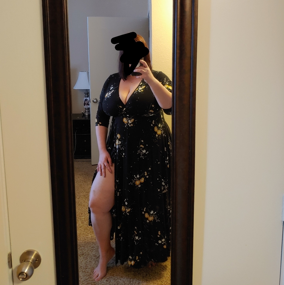 Torrid black floral maxi wrap dress